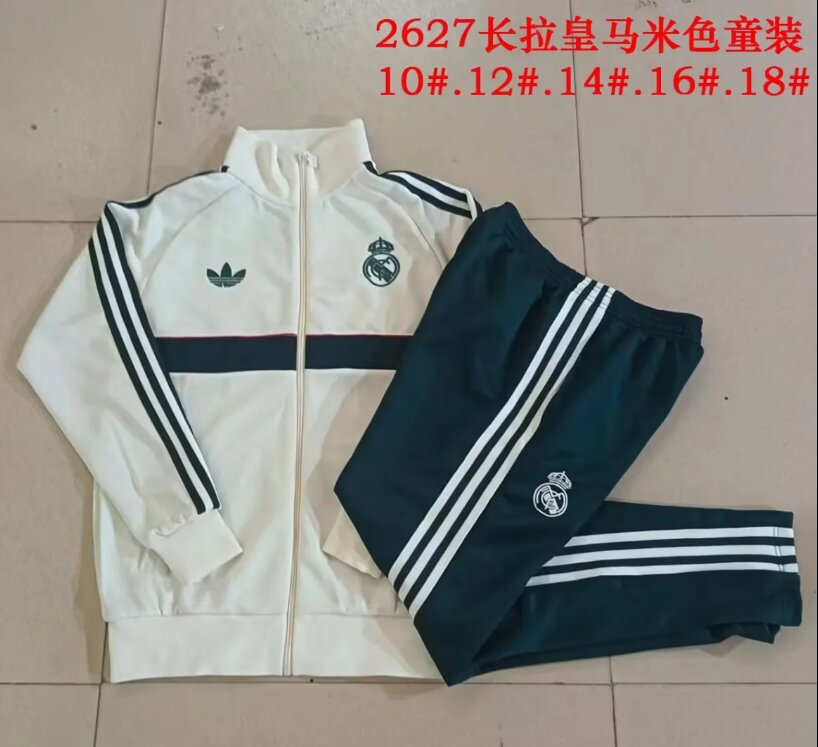 Kids Real Madrid 26/27 Tracksuit - Cream/Green
